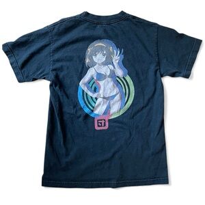 The melancholy of haruhi suzumiya Black Graphic T-Shirt with Anime Design 2006